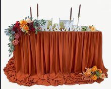Load image into Gallery viewer, CRAMER-D 6ft Burnt Orange Table Skirt + Clips