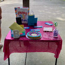 Load image into Gallery viewer, MYER400-E Magenta Sequins Tablecloth Overlay, 48” x 48”