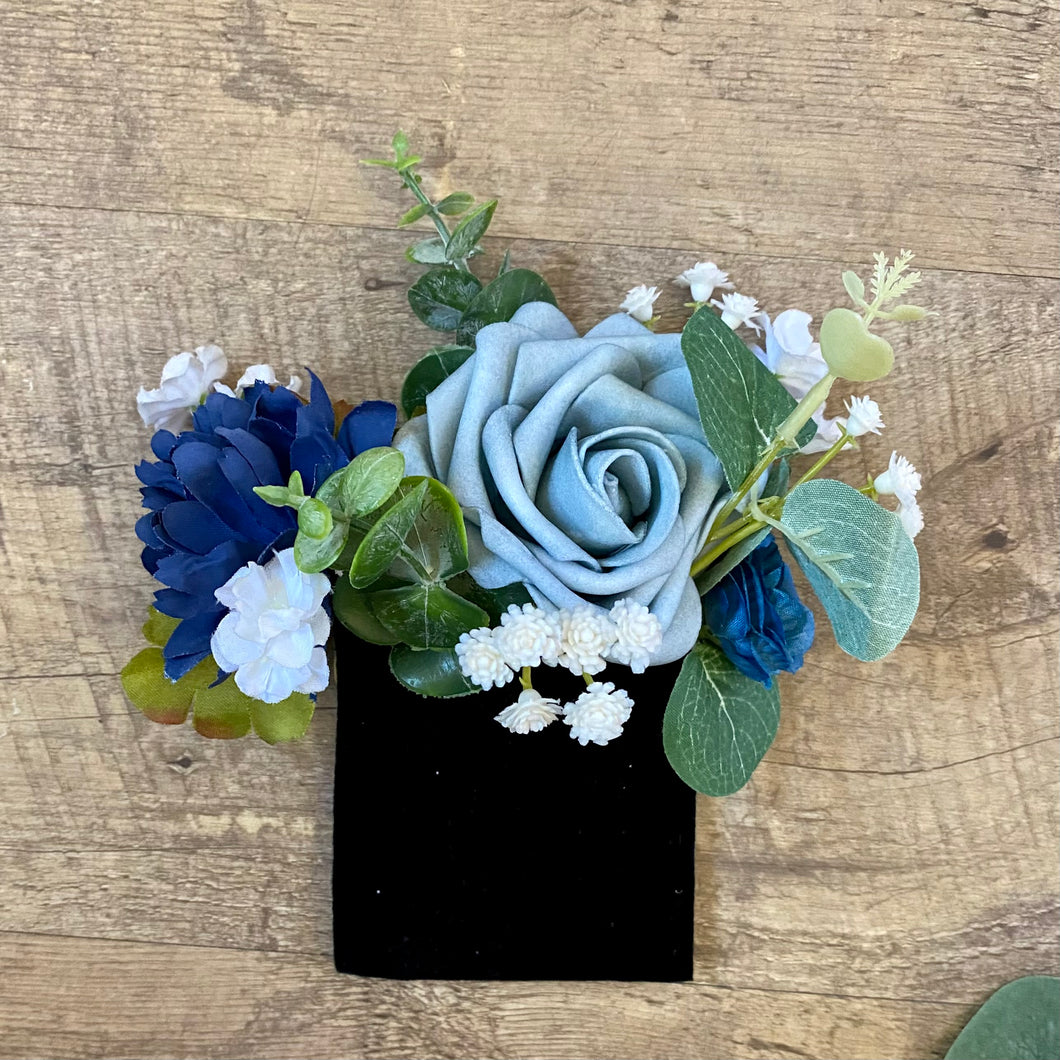 K&K-AR Dusty/Navy Blue Pocket Boutonnières