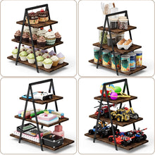 Load image into Gallery viewer, JUBAS-B Black &amp; Wood Tiered Display