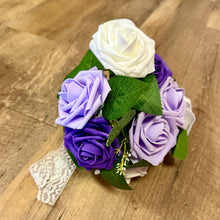 Load image into Gallery viewer, HENZ100-B Mini Purple &amp; White Bridesmaid Bouquet
