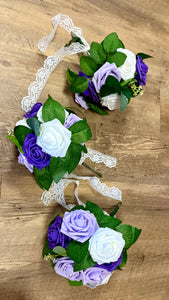 HENZ100-B Mini Purple & White Bridesmaid Bouquet