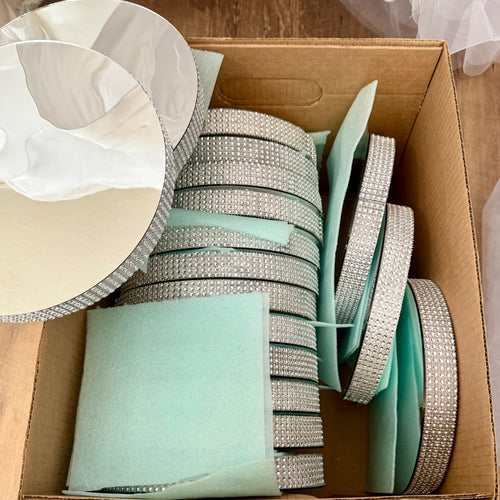 REES100-N Silver Rhinestone, Mirror Centerpiece (Smaller)