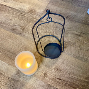 SHIM100-M Black Swing Lantern w Candle