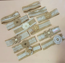 Load image into Gallery viewer, DUMM100-D 12 Burlap Lace Ribbon Wraps