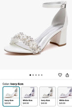 Load image into Gallery viewer, AGER100-B Rhinestone, Ivory Block Heel. Size 8.5/9
