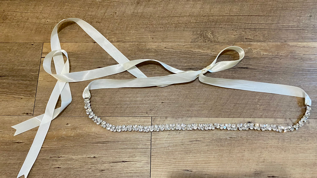 ZAFF100-E Ivory Rhinestone Belt