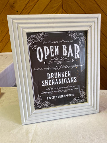 MCKI100-K “Open Bar” Framed Sign
