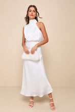 Load image into Gallery viewer, WARN100-A White Satin, Tea-Length Dress. M