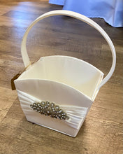 Load image into Gallery viewer, GRAY100-N Ivory Satin Flower Girl Basket