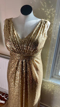 Load image into Gallery viewer, FEDO100-BK Gold Sequined Gown, Size 18