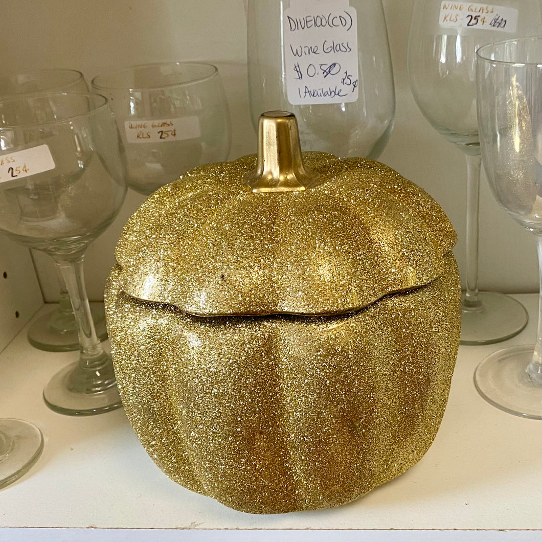 BRAC100-C Gold Glittery, Ceramic Pumpkin
