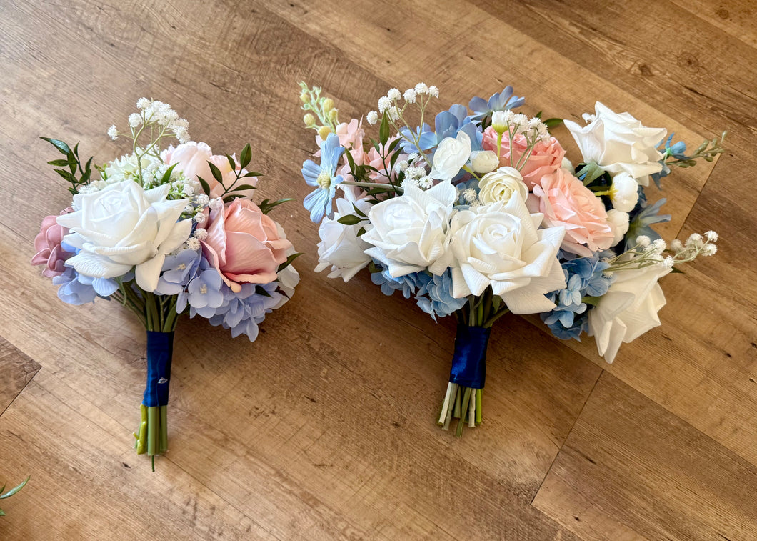 REES100-AG Pastel Pink & Blue Bouquet Set of 4