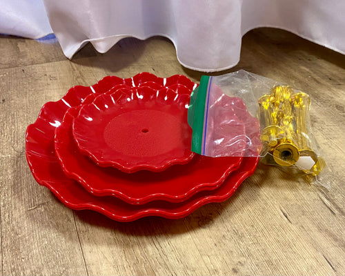 AGAG100-R Red Plastic, Tiered Dessert Stands