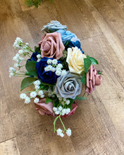 Load image into Gallery viewer, BAKE200-F Mauve &amp; Blue Bouquet + Boutonnière
