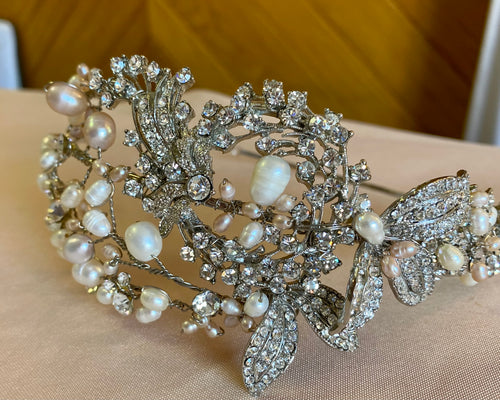 LEME100-A Pearl/Rhinestones Bridal Headpiece