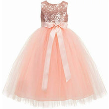 Load image into Gallery viewer, SPAYDE-H Rose Gold/Pink Sequin Flower Girl Dress. Size 8