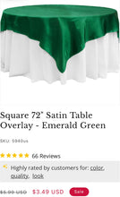 Load image into Gallery viewer, TERC100-K 72” Emerald Green Table Overlay