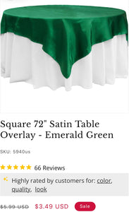 TERC100-K 72” Emerald Green Table Overlay