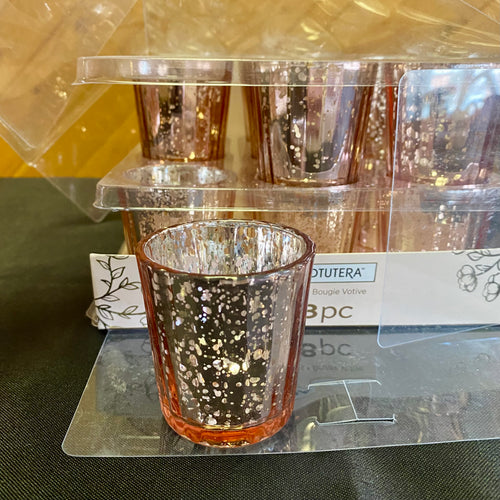 LOVE100-F 18pc Ribbed, Rose Gold Votive Cups