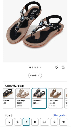 ELLA100-Q Black Flip Flop. Size 7