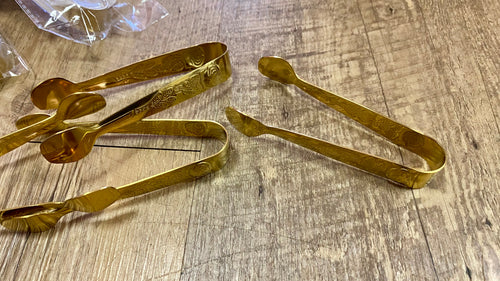 AGAG100-S 4” Mini Gold Tongs. New