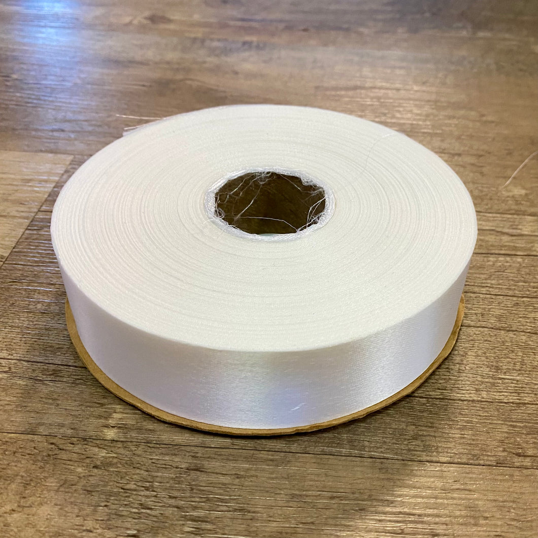 GRAY100-L 1 5/16” White Satin Ribbon