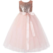 Load image into Gallery viewer, SPAYDE-H Rose Gold/Pink Sequin Flower Girl Dress. Size 8
