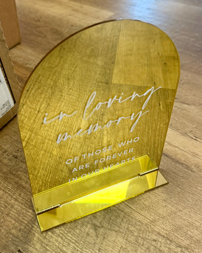 FLIC100-G Gold Mirrored “in loving memory” Sign