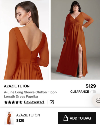 HIPP100-L Terracotta Orange Long Sleeve Gown. Size 14/16