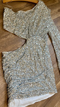 Load image into Gallery viewer, THOMPSON-K One-Shoulder Silver Rhinestone Dress. Size 3x