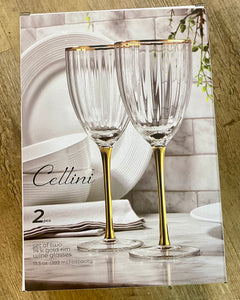 TERC100-F 2 Gold Rim Wine Glasses