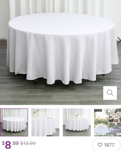 THOM500-F 108” White Round Tablecloth