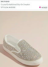 Load image into Gallery viewer, PROS100-N White Rhinestone Slip-On Sneakers. Size 5.5