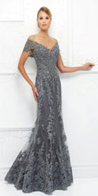 Load image into Gallery viewer, GOWN100-B Charcoal Grey, Lace Appliqués. Size 18 New