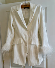 Load image into Gallery viewer, ROME100-A White Jacket Dress with Feathers. Size M