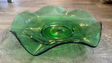 Load image into Gallery viewer, BROWN-C Green Glass, Vintage Scalloped Platter