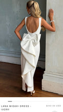 Load image into Gallery viewer, ROME100-E Ivory Pencil Dress with Pearl Detail. Size M