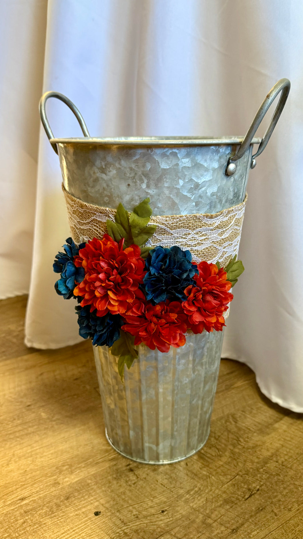 FLIC100-A Fall/Burlap 16” Galvanized Bucket