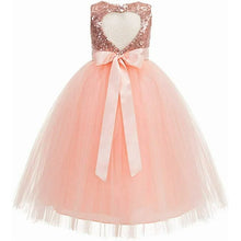 Load image into Gallery viewer, SPAYDE-H Rose Gold/Pink Sequin Flower Girl Dress. Size 8