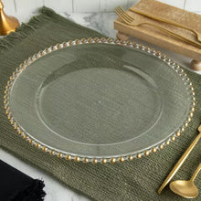 Load image into Gallery viewer, BOOZ100-A Gold Beaded Clear Charger Plate