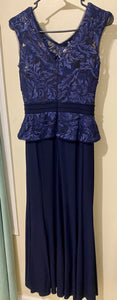 ZAFF100-J Navy Blue Lace Gown. Size 6