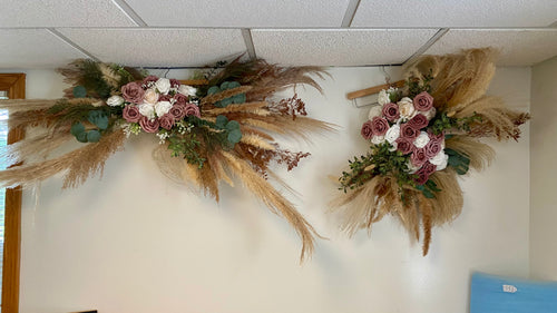 COY100-B 2 Pampas Grass & Mauve Floral Swags (Large/Medium-Arch)