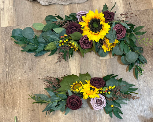 REES100-AZ Sunflower/Burgundy/Mauve Fall Swags