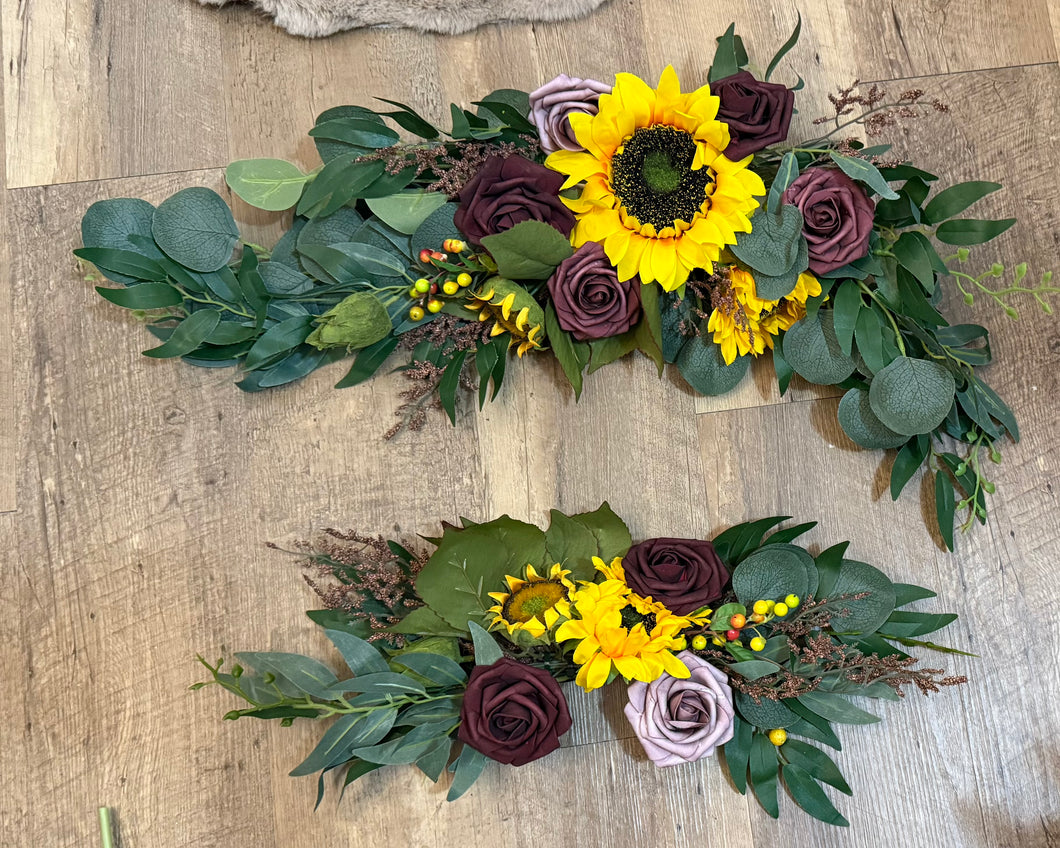 REES100-AZ Sunflower/Burgundy/Mauve Fall Swags