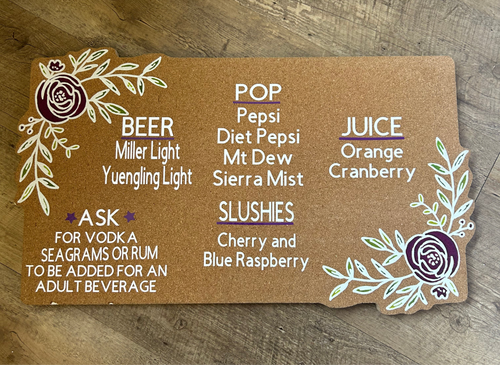 LOVE100-D Purple Floral, Cork Board Sign