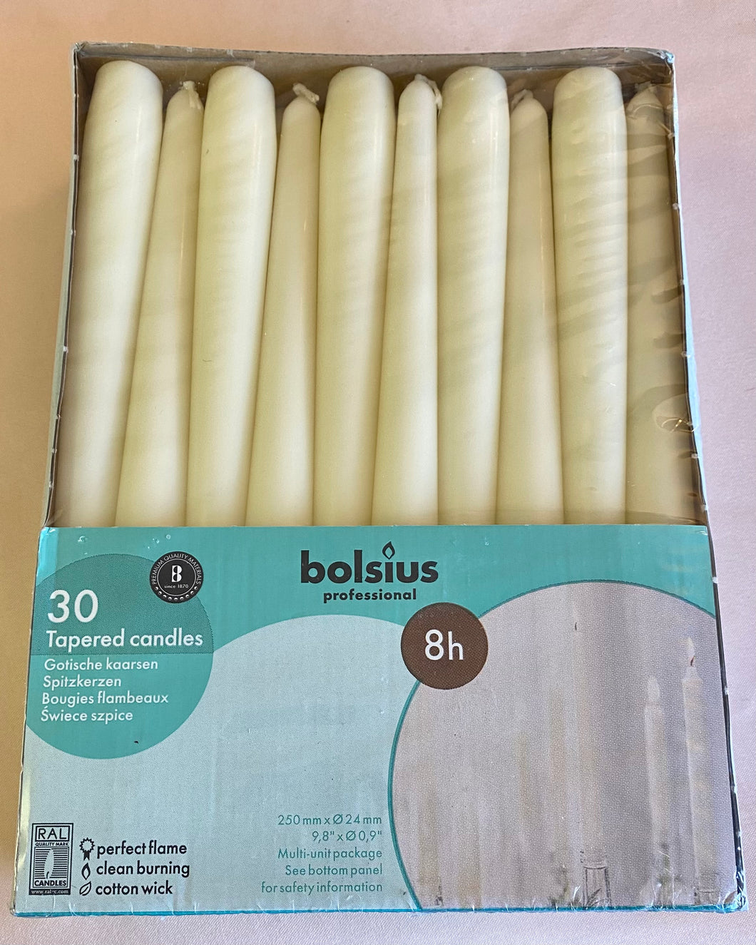 POMP100-I 30 Ivory Tapered Candles