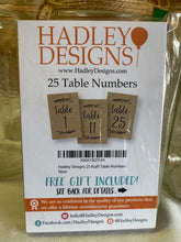 Load image into Gallery viewer, INGR100-L Kraft Paper #1-25 Table Numbers