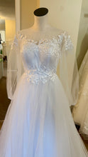 Load image into Gallery viewer, SPAI100-A Sheer Long Sleeve, White Gown. Size 4/6 NWT