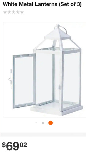LING100-B White Metal Lantern
